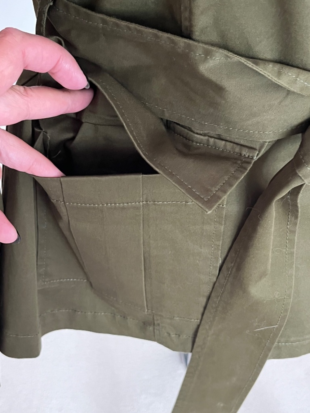 Eloquii Army Green Peplum Belted Blazer Trench Coat 14 - Picture 6 of 11